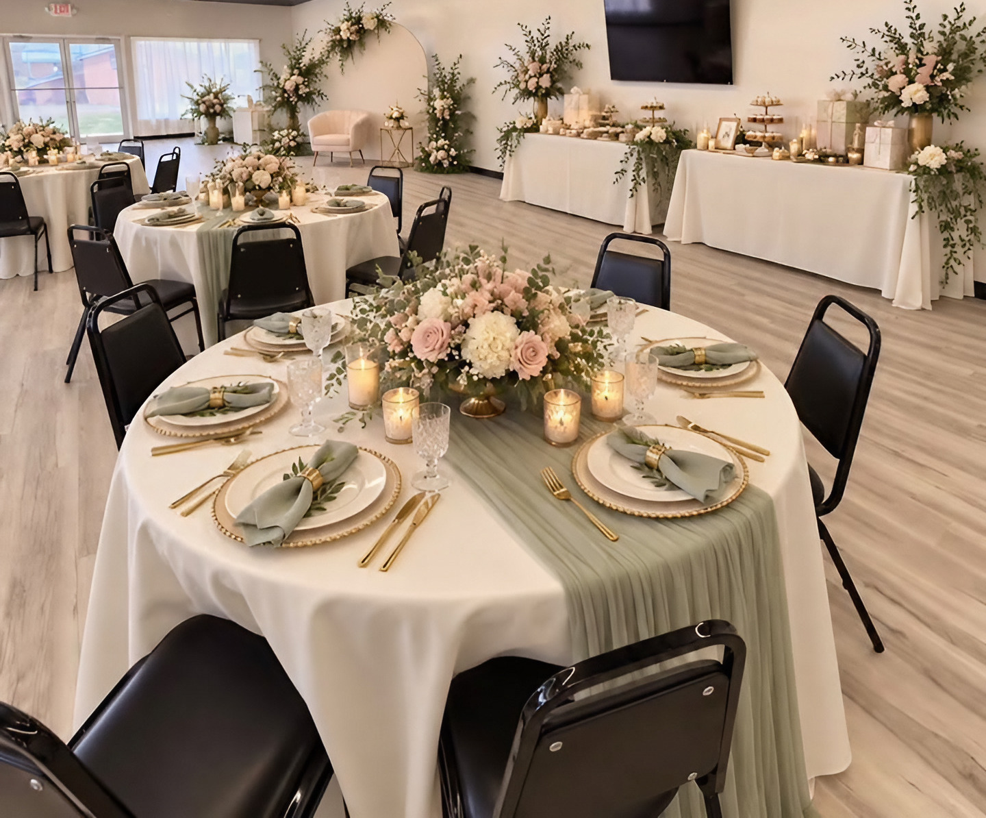 A table set for a shower
